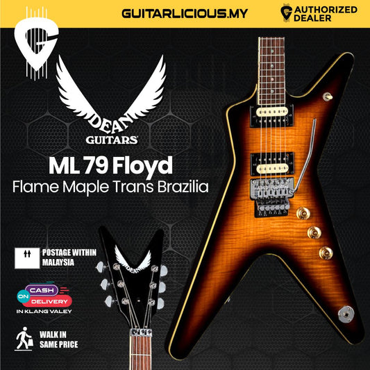 Dean ML 79 Flame Maple Floyd Electric Guitar Trans Brazilia