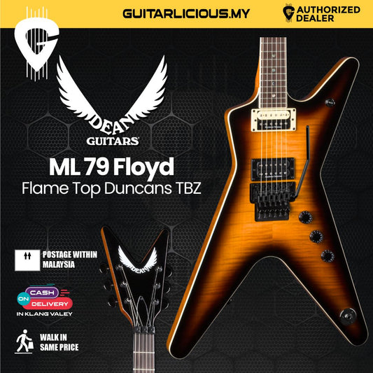 Dean ML 79 Floyd Flame Top Duncans Electric Guitar Trans Brazilia
