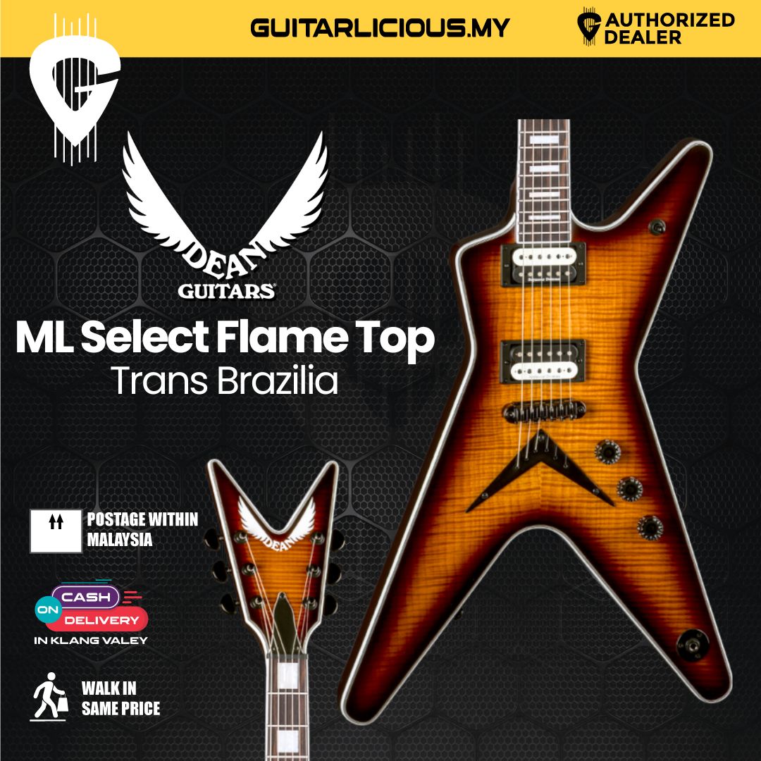 Dean ML Select Flame Top Electric Guitar Trans Brazilia