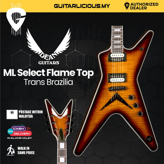 Dean ML Select Flame Top Electric Guitar Trans Brazilia