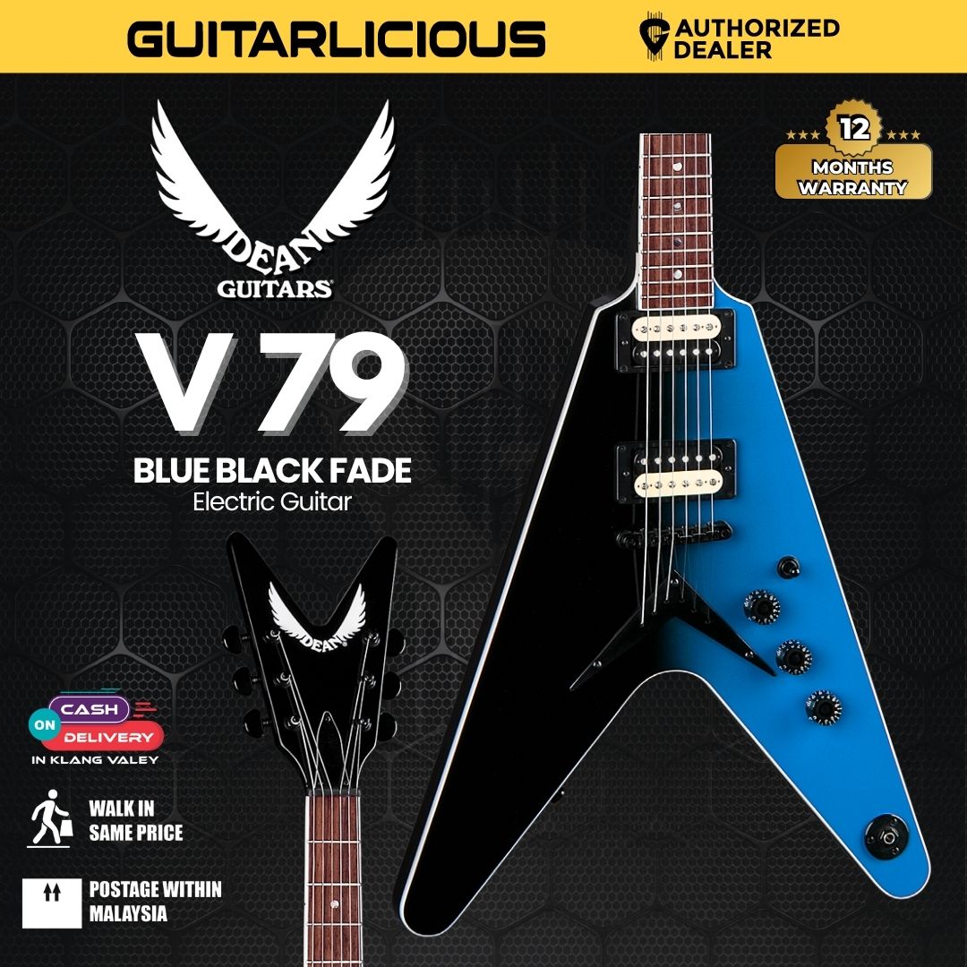 Dean V 79 Electric Guitar Blue Black Fade