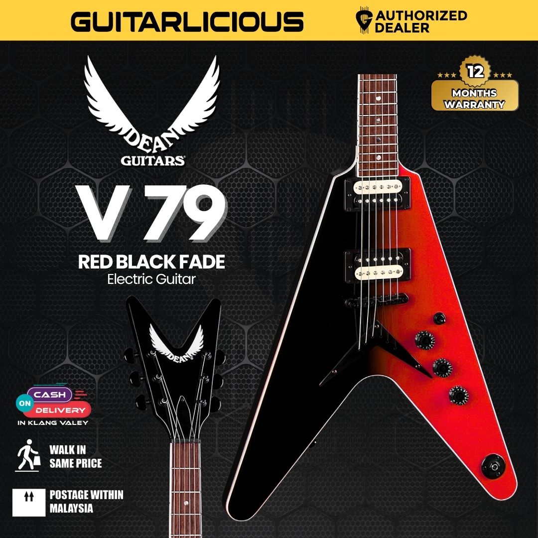 Dean V 79 Electric Guitar Red Black Fade