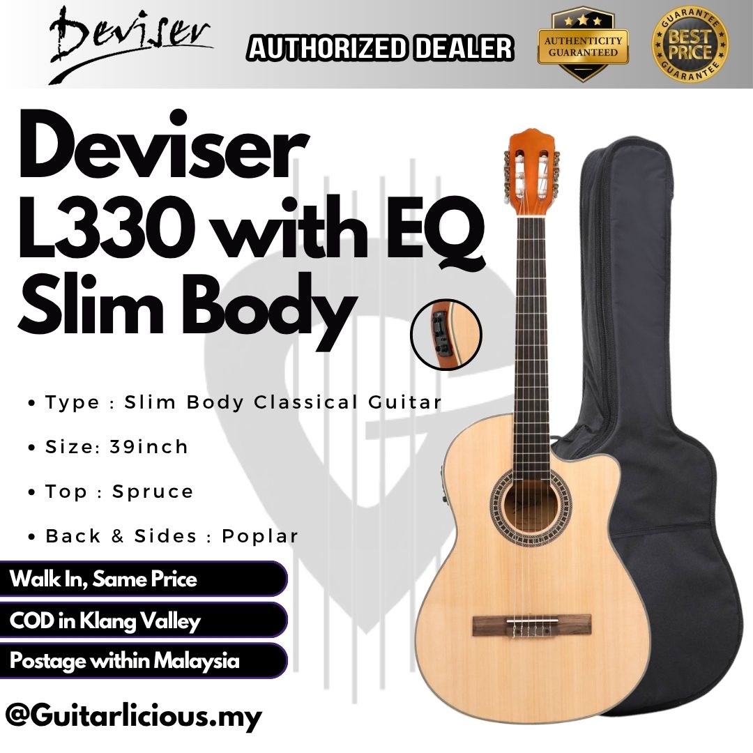 Deviser 39" Slim Body Classical Guitar L330 with EQ  ( L-330N / L330 / EQ )