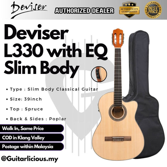 Deviser 39" Slim Body Classical Guitar L330 with EQ  ( L-330N / L330 / EQ )