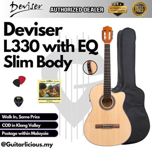 Deviser 39" Slim Body Classical Guitar L330 with EQ  ( L-330N / L330 / EQ )