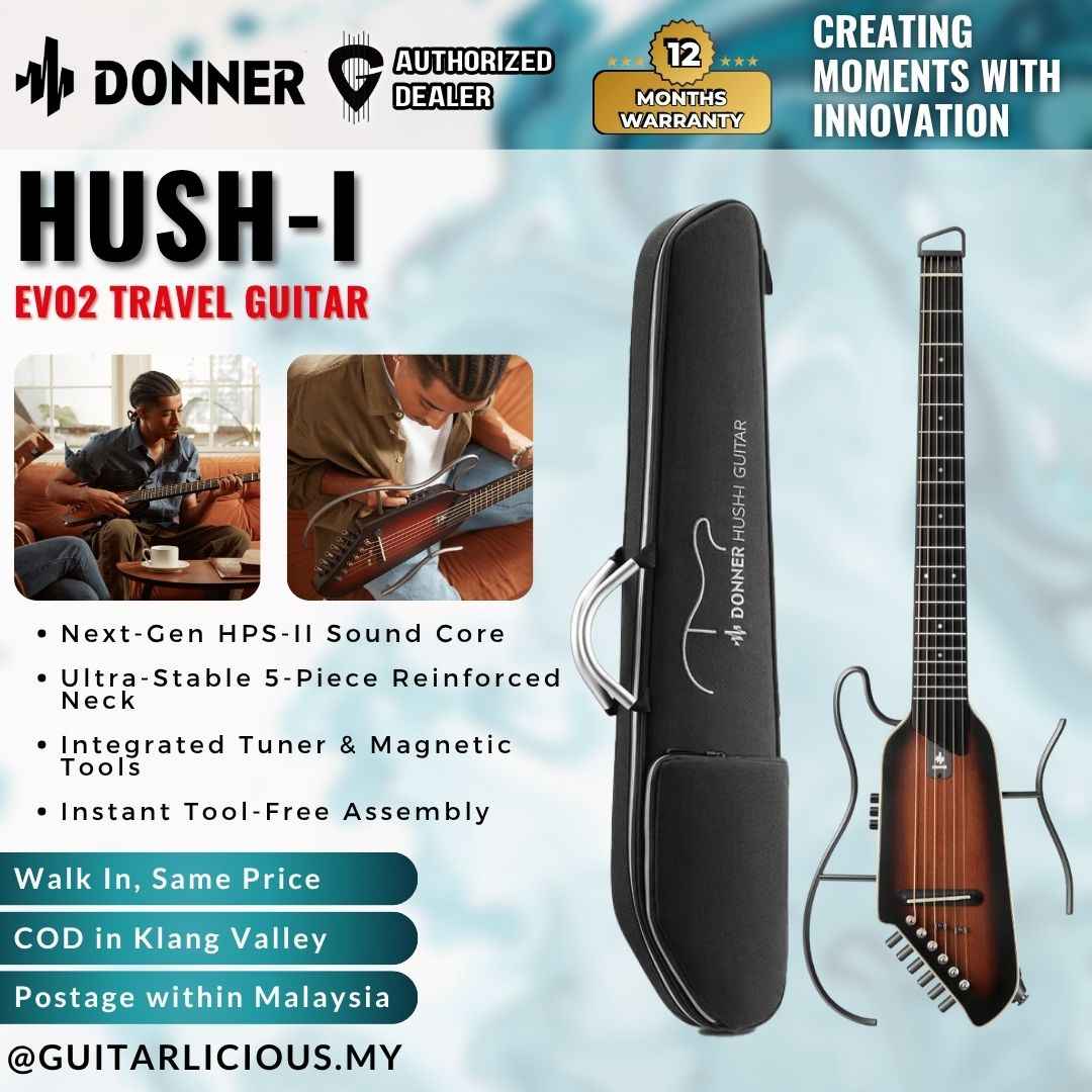 Donner HUSH-I Evo 2 Acoustic Electric Travel Guitar – GUITARLICIOUS