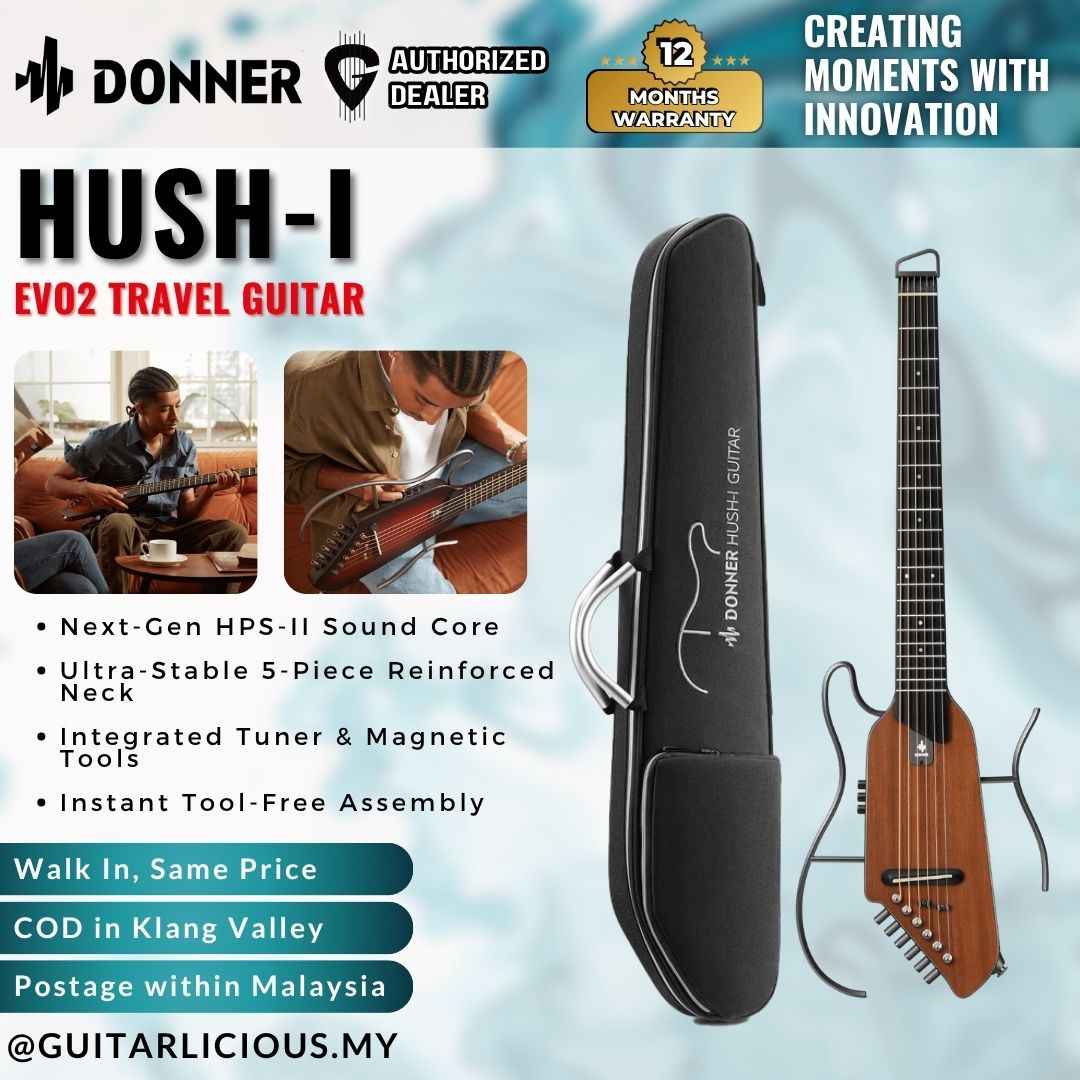 Donner HUSH-I Evo 2 Acoustic Electric Travel Guitar – GUITARLICIOUS