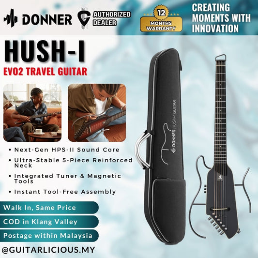 Donner HUSH-I Evo 2 Acoustic Electric Travel Guitar