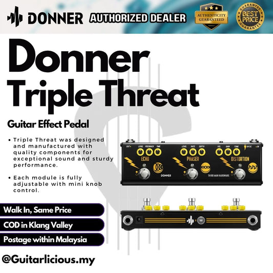 Donner Triple Threat Guitar Effects Pedal, Black - ( EC6793)