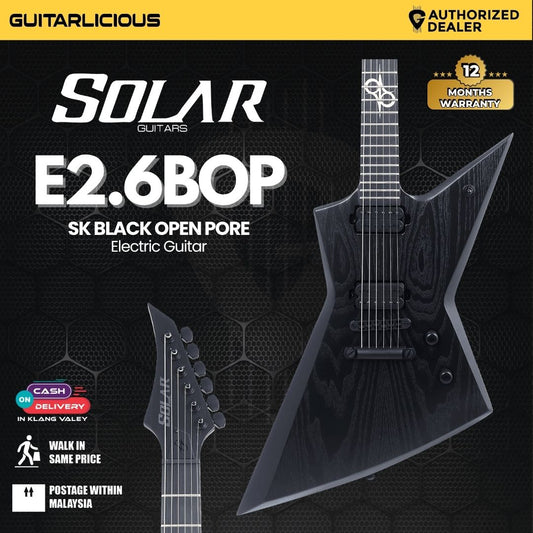 Solar E2.6BOP SK Black Open Pore Electric Guitar
