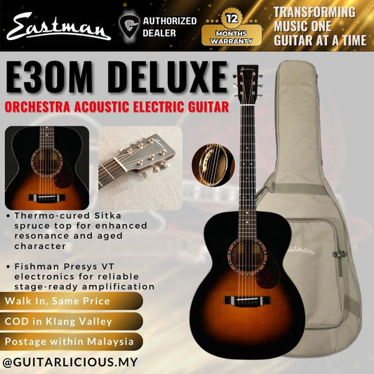 Eastman E3OM Deluxe Sunburst Orchestra Acoustic Electric Guitar