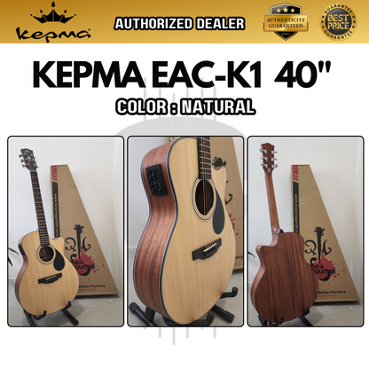 KEPMA EACE 40 inch Grand Auditorium Semi Acoustic Electric Guitar with Active Pick Up & Tuner (EACE40 / EACE-40)