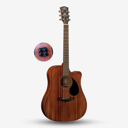 KEPMA EDC 41 inch Dreadnought Semi Acoustic Guitar w AcoustiFex® K-10 Pickup, Full Back Mahogany, EDC-K10