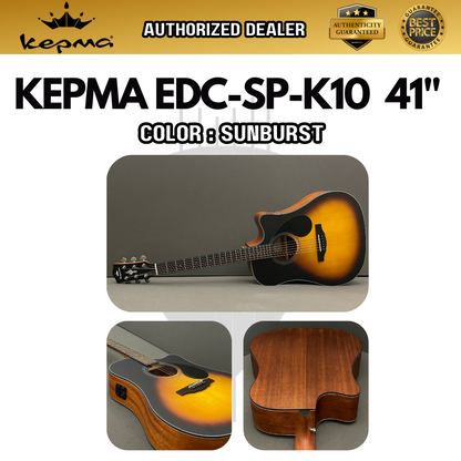 KEPMA EDC 41 inch Dreadnought Semi Acoustic Guitar w AcoustiFex® K-10 Pickup, Spruce Top, Side & Back Mahogany, EDC-K10