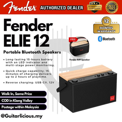 Fender ELIE 12 120 Watt 4 Channel Portable Bluetooth Speaker with Built In Battery