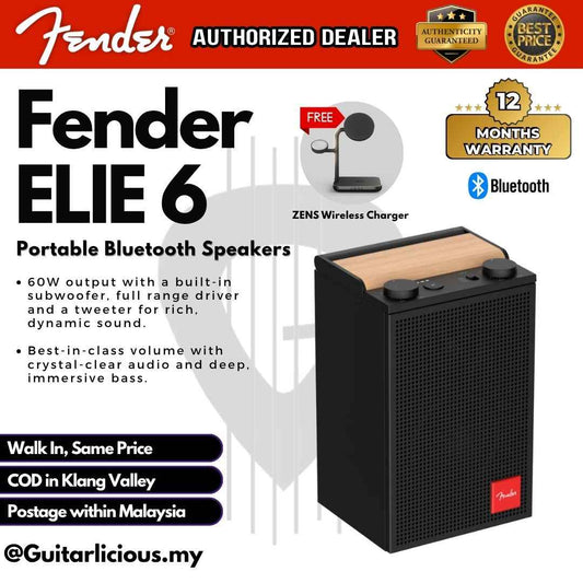 Fender ELIE 6 60 Watt 2 Channel Portable Bluetooth Speaker with Built in Battery