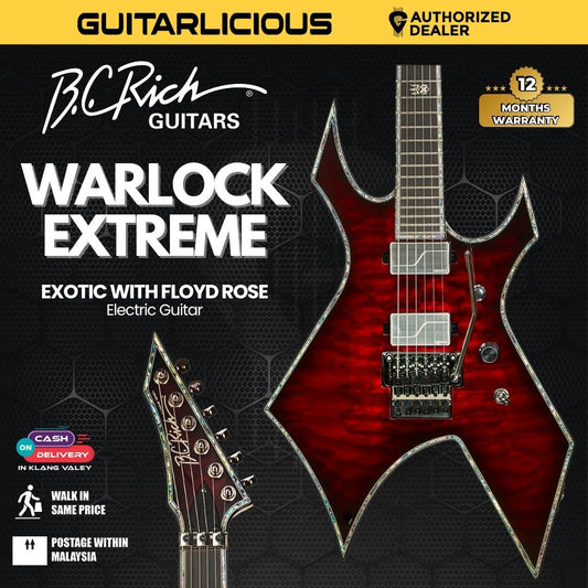 B.C. Rich Warlock Extreme Exotic With Floyd Rose Black Cherry Burst Finish Electric Guitar