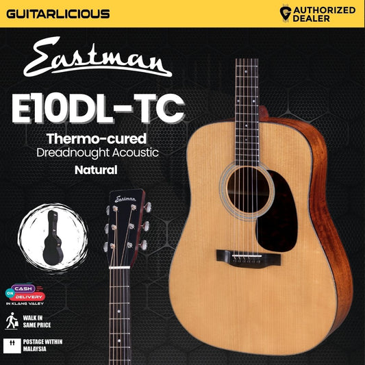 Eastman E10DL-TC Thermo Cured Dreadnought Acoustic Guitar with Deluxe Hard Case - Left Handed (PRE-ORDER)