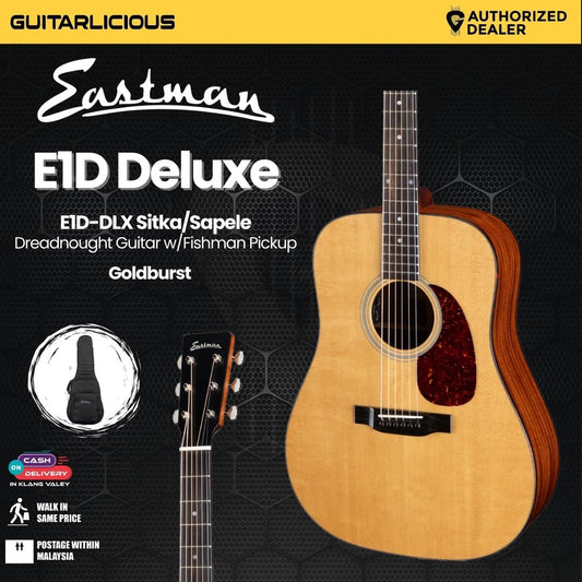 Eastman E1D-DLX Sitka/Sapele Dreadnought Guitar w/Fishman Pickup - Goldburst