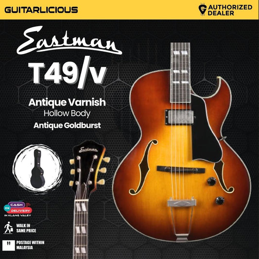 Eastman T49/v-GB Antique Varnish Hollow Body Electric Guitar - Antique Goldburst (PRE-ORDER)