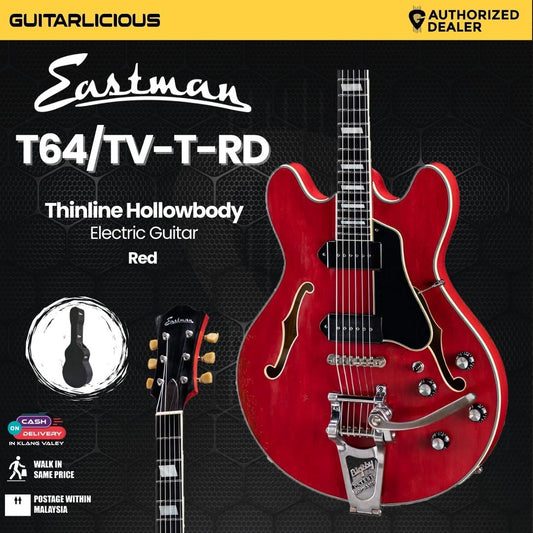 Eastman Guitars T64/TV-T Thinline Hollowbody Electric Guitar - Vintage Red (PRE-ORDER)