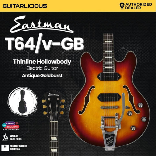 Eastman Guitars T64/v Thinline Hollowbody Electric Guitar - Antique Goldburst Varnish (PRE-ORDER)