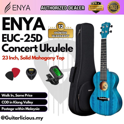 Enya 23 Inch Concert Ukulele, Solid Mahogany Top with Gig Bag ( EUC-25D / EUC25D / ENY-EUC25D)