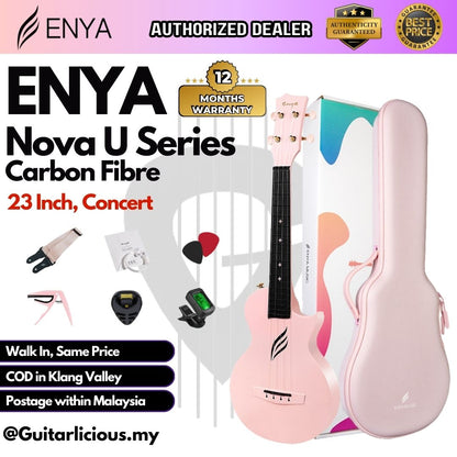 Enya Nova U Series 23 Inch Carbon Travel Concert Ukulele with Case (ENY-NOVAU / NOVA)