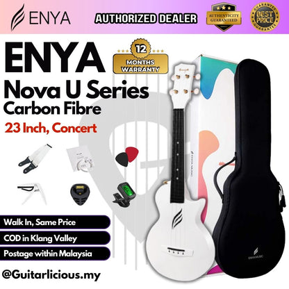 Enya Nova U Series 23 Inch Carbon Travel Concert Ukulele with Case (ENY-NOVAU / NOVA)