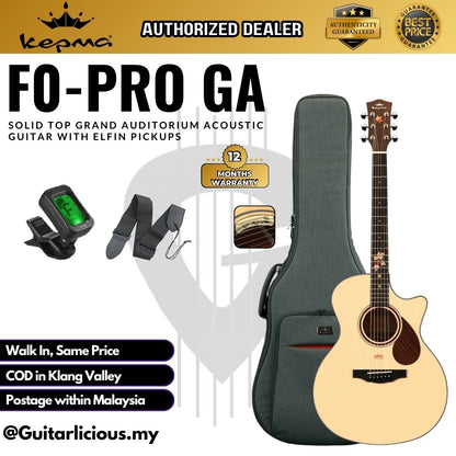 Kepma F0-PRO GA Solid Top Grand Auditorium Acoustic Guitar with Elfin Pickups
