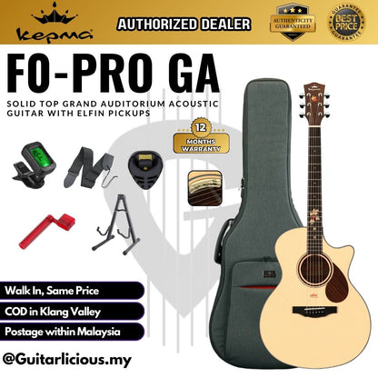 Kepma F0-PRO GA Solid Top Grand Auditorium Acoustic Guitar with Elfin Pickups
