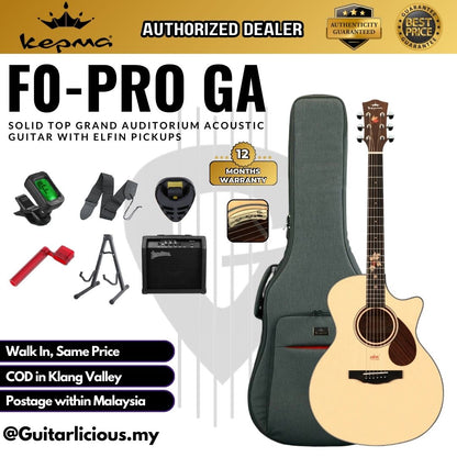 Kepma F0-PRO GA Solid Top Grand Auditorium Acoustic Guitar with Elfin Pickups