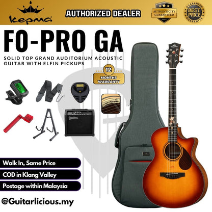 Kepma F0-PRO GA Solid Top Grand Auditorium Acoustic Guitar with Elfin Pickups