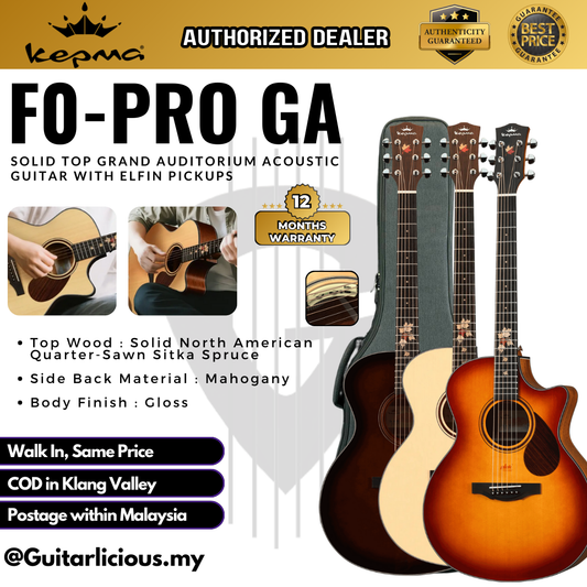 Kepma F0-PRO GA Solid Top Grand Auditorium Acoustic Guitar with Elfin Pickups