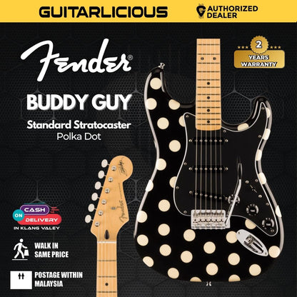 Fender Artist Buddy Guy Stratocaster Guitar, Maple Neck, Polka Dot Finish, w/Gigbag 