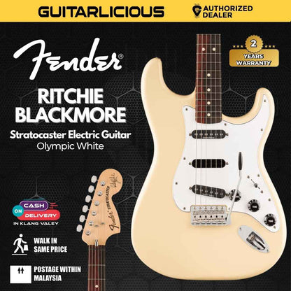 Fender Artist Ritchie Blackmore Stratocaster Guitar, Scalloped RW FB, Olympic White