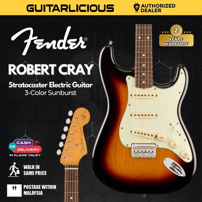 Fender Artist Robert Cray Stratocaster Guitar, RW FB, 3-Tone Sunburst, w/Bag