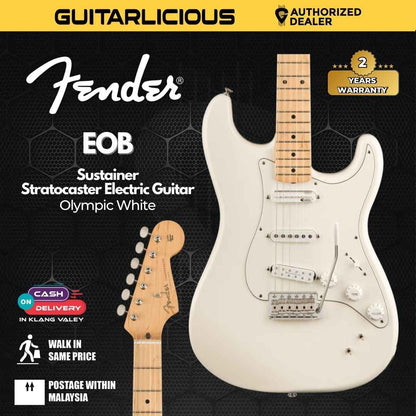 Fender Ed O'Brien EOB Sustainer Stratocaster Electric Guitar, Maple FB, Olympic White