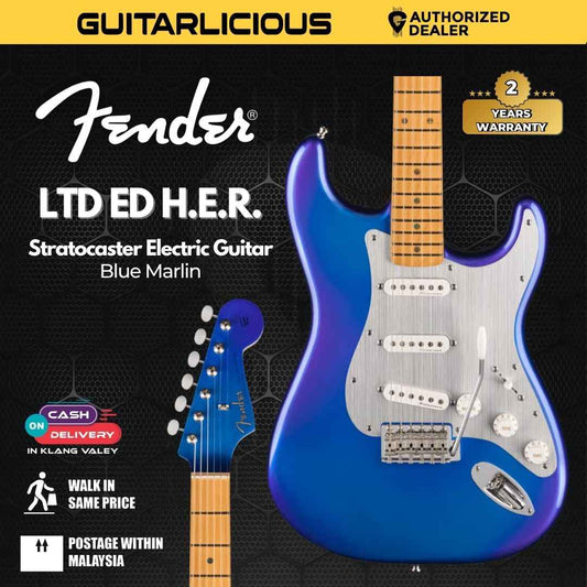Fender Limited Edition H.E.R. Stratocaster Electric Guitar, Maple FB, Blue Marlin