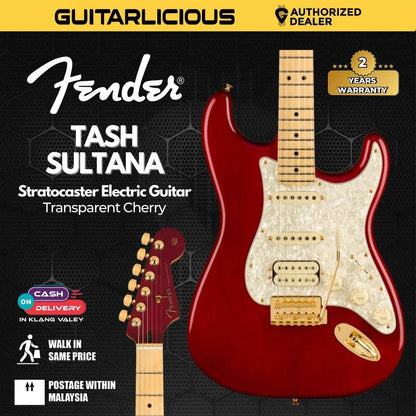 Fender Tash Sultana Stratocaster Electric Guitar, Maple FB, Transparent Cherry