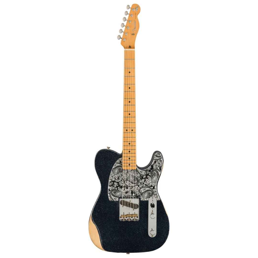 Fender Brad Paisley Road Worn Esquire Electric Guitar, Maple FB, Black Sparkle