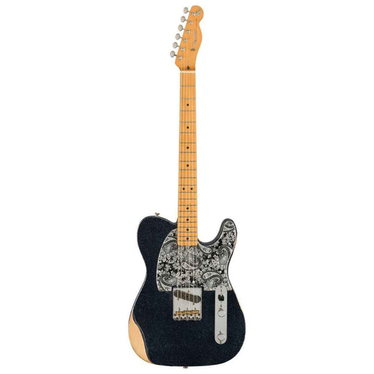 Fender Brad Paisley Road Worn Esquire Electric Guitar, Maple FB, Black Sparkle