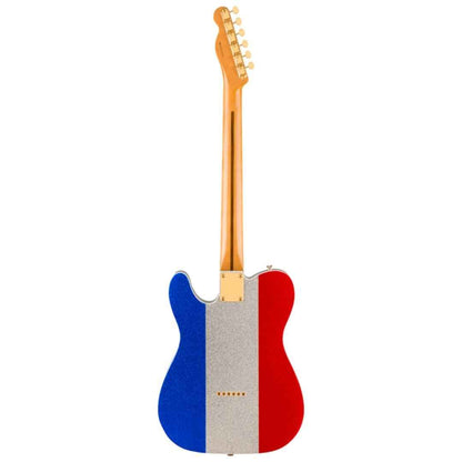 Fender Limited Edition Buck Owens Telecaster Electric Guitar, Maple FB, Red, Silver and Blue Sparkle