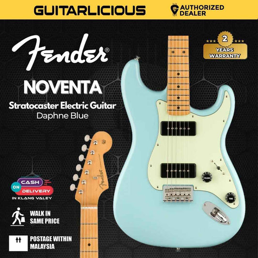 Fender Noventa Stratocaster Electric Guitar, Maple FB, Daphne Blue