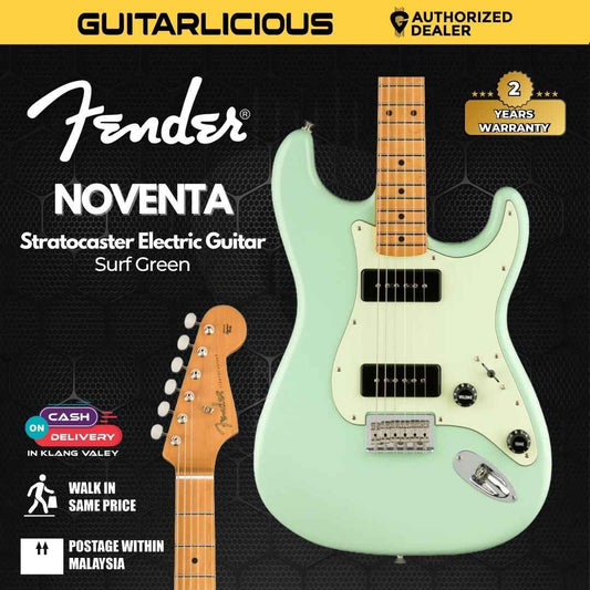 Fender Noventa Stratocaster Electric Guitar, Maple FB, Surf Green