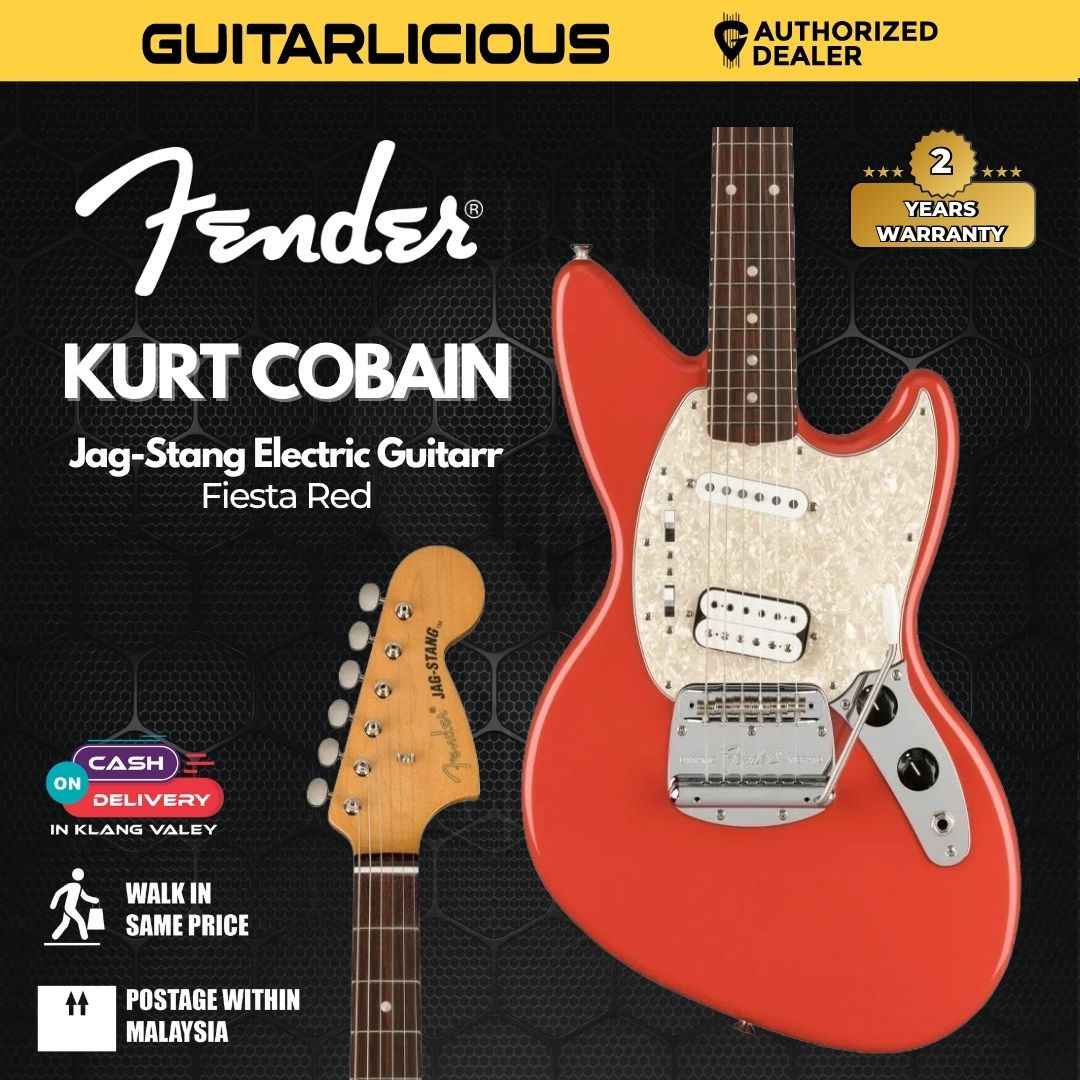 Fender Kurt Cobain Jag-Stang Electric Guitar, RW FB, Fiesta Red