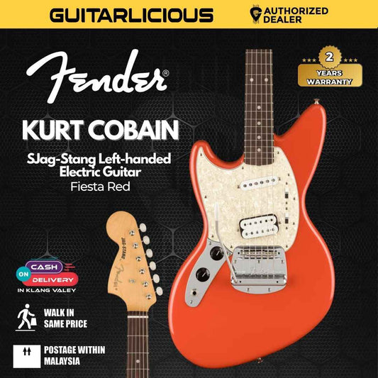 Fender Kurt Cobain Jag-Stang Left-handed Electric Guitar, RW FB, Fiesta Red