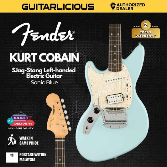 Fender Kurt Cobain Jag-Stang Left-handed Electric Guitar, RW FB, Sonic Blue