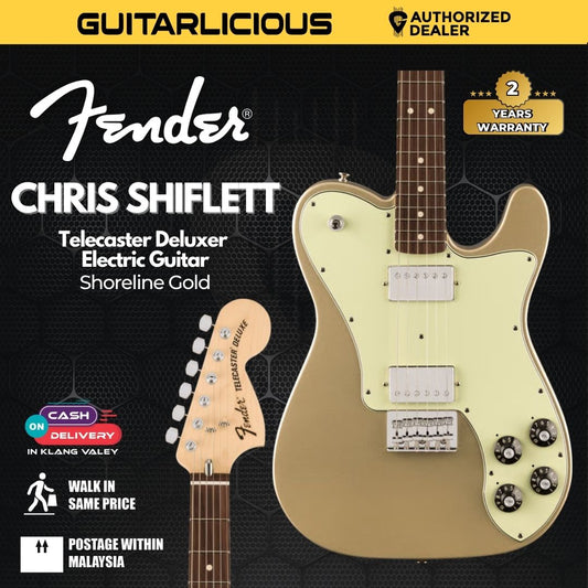 Fender Chris Shiflett Telecaster Deluxe Electric Guitar w/Case, RW FB, Shoreline Gold 