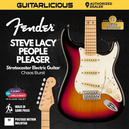 Fender Steve Lacy People Pleaser Stratocaster Electric Guitar, Maple FB, Chaos Burst